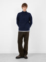 Essence Mohair Mixed Knit Top Dark Navy HIKING PATROL (model front) at Couverture & The Garbstore