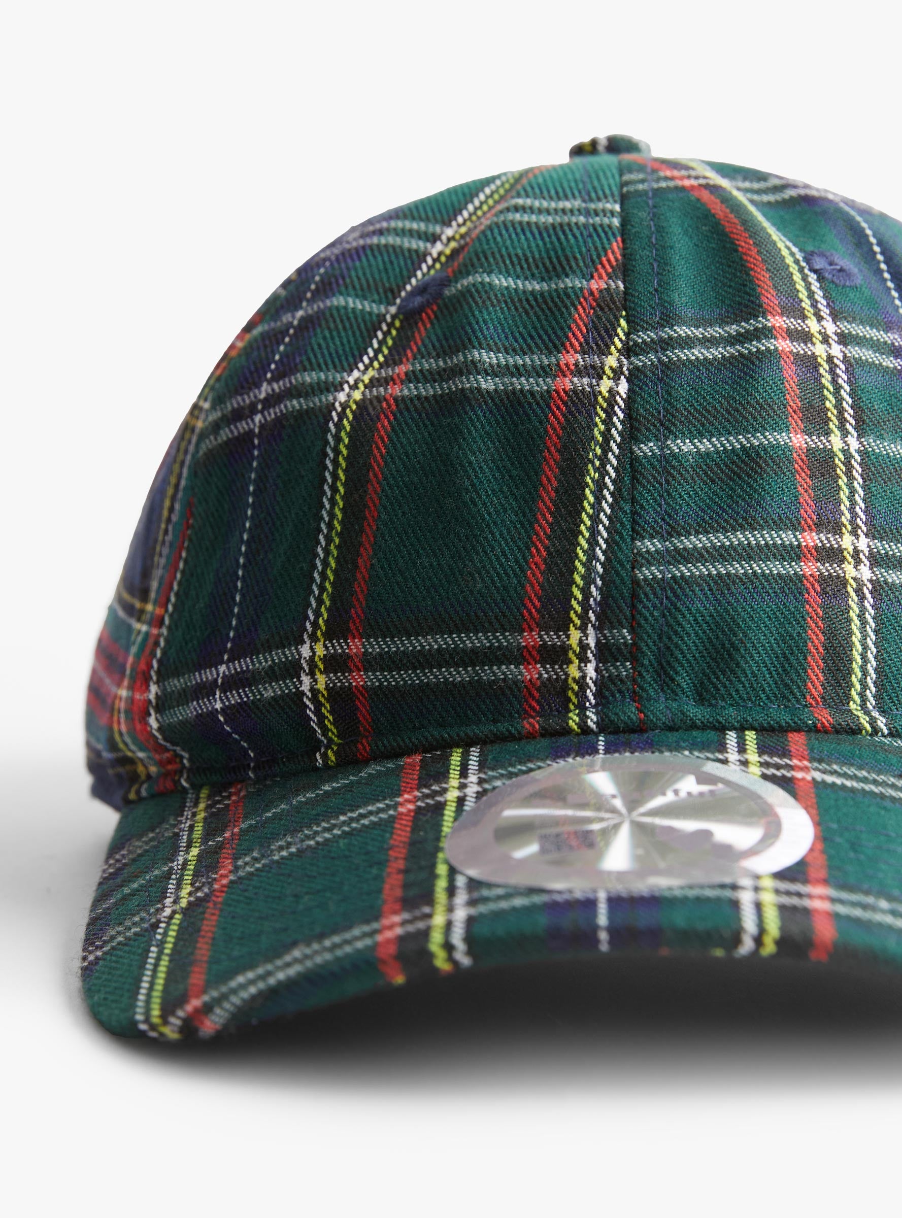 Empty Low Profile Hat Green Plaid & Navy Plaid B.EAUTIFUL (front detail) at Couverture & The Garbstore