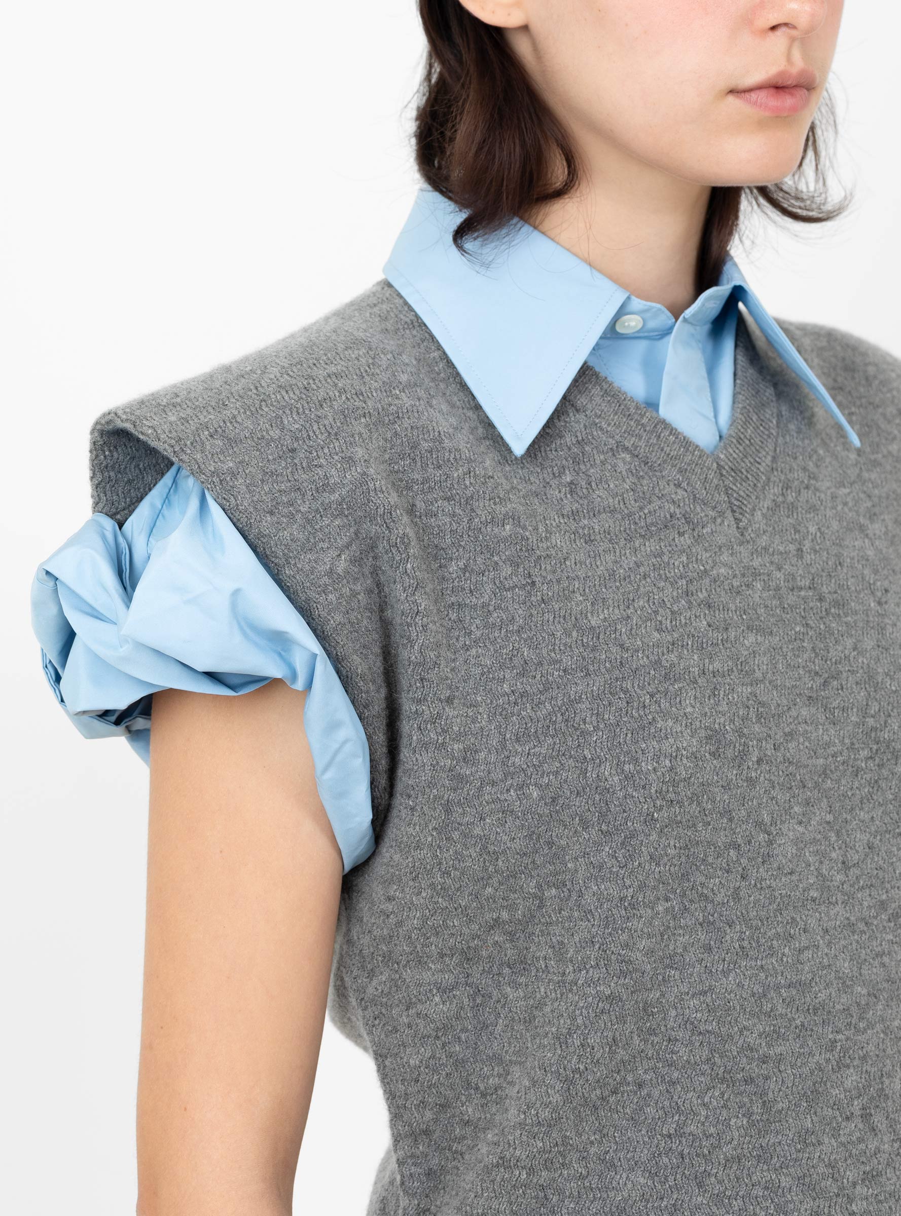 Docking Shirt Knit Grey Grey TOGA (collar detail) at Couverture & The Garbstore