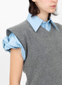 Docking Shirt Knit Grey Grey TOGA (collar detail) at Couverture & The Garbstore