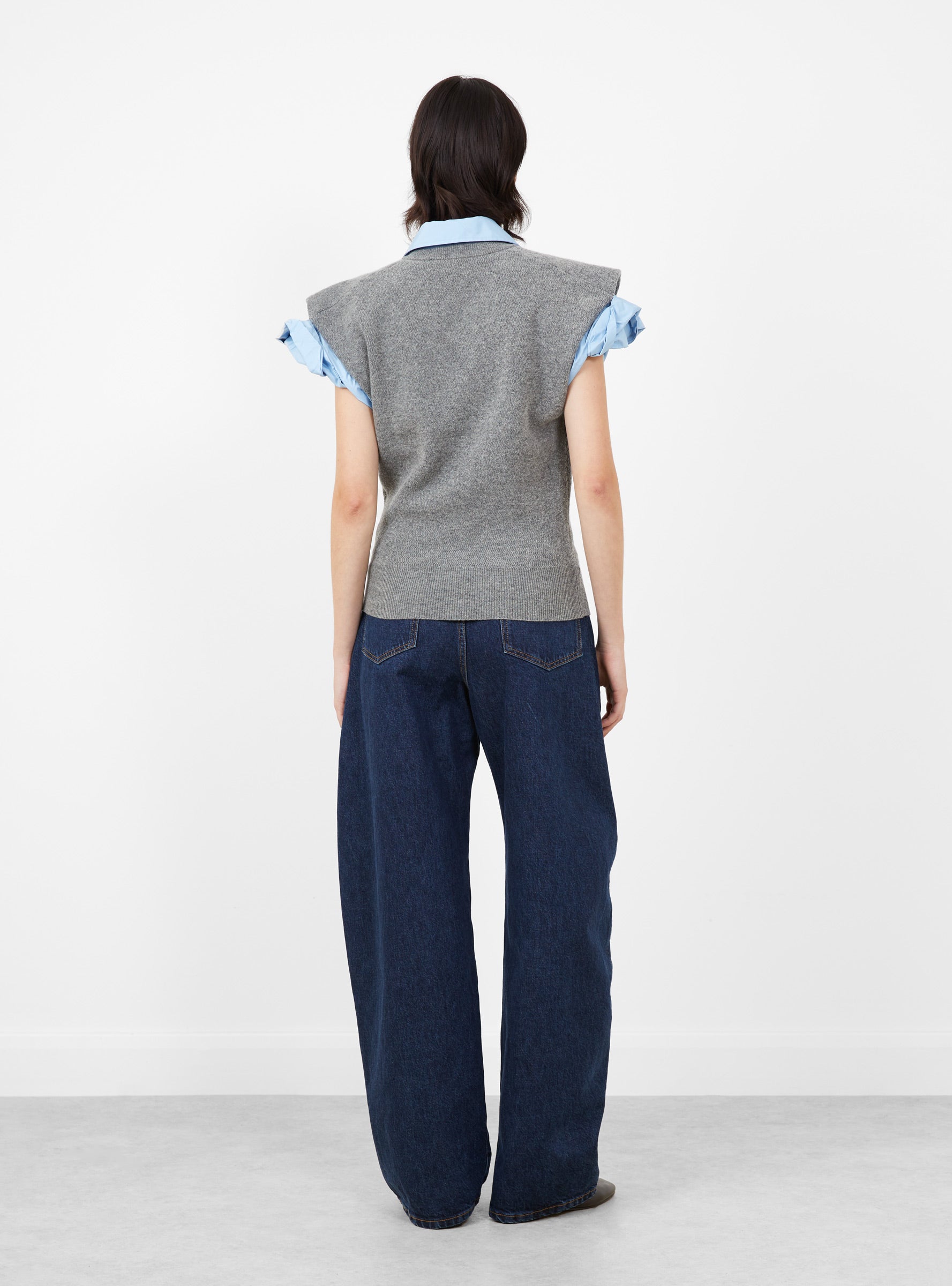 Docking Shirt Knit Grey Grey TOGA (model back) at Couverture & The Garbstore