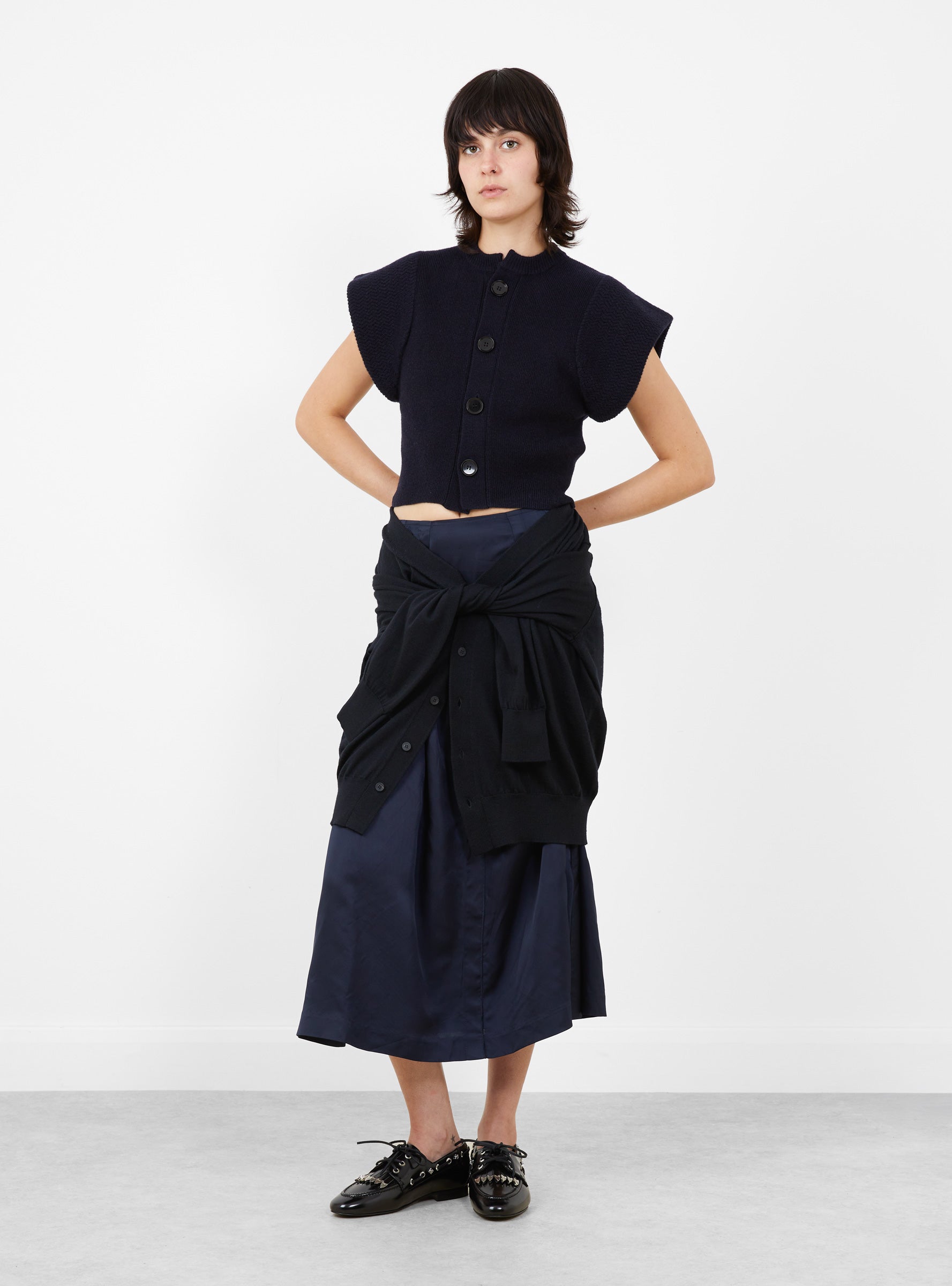 Knit Docking Skirt Black Black TOGA (model front) at Couverture & The Garbstore