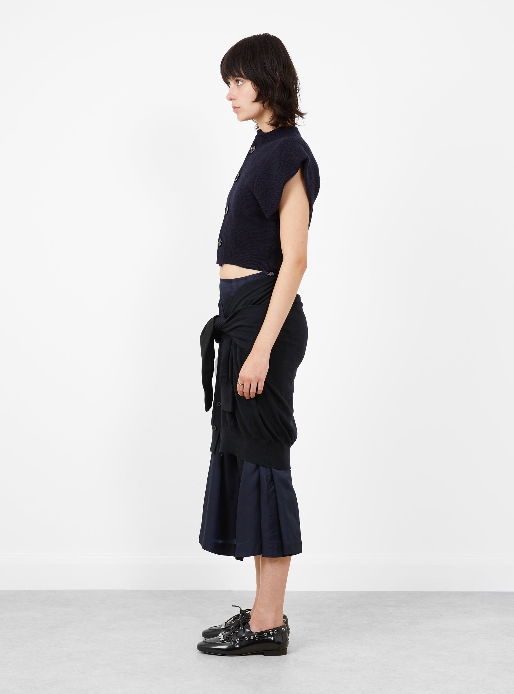 Knit Docking Skirt Black Black TOGA (model side) at Couverture & The Garbstore