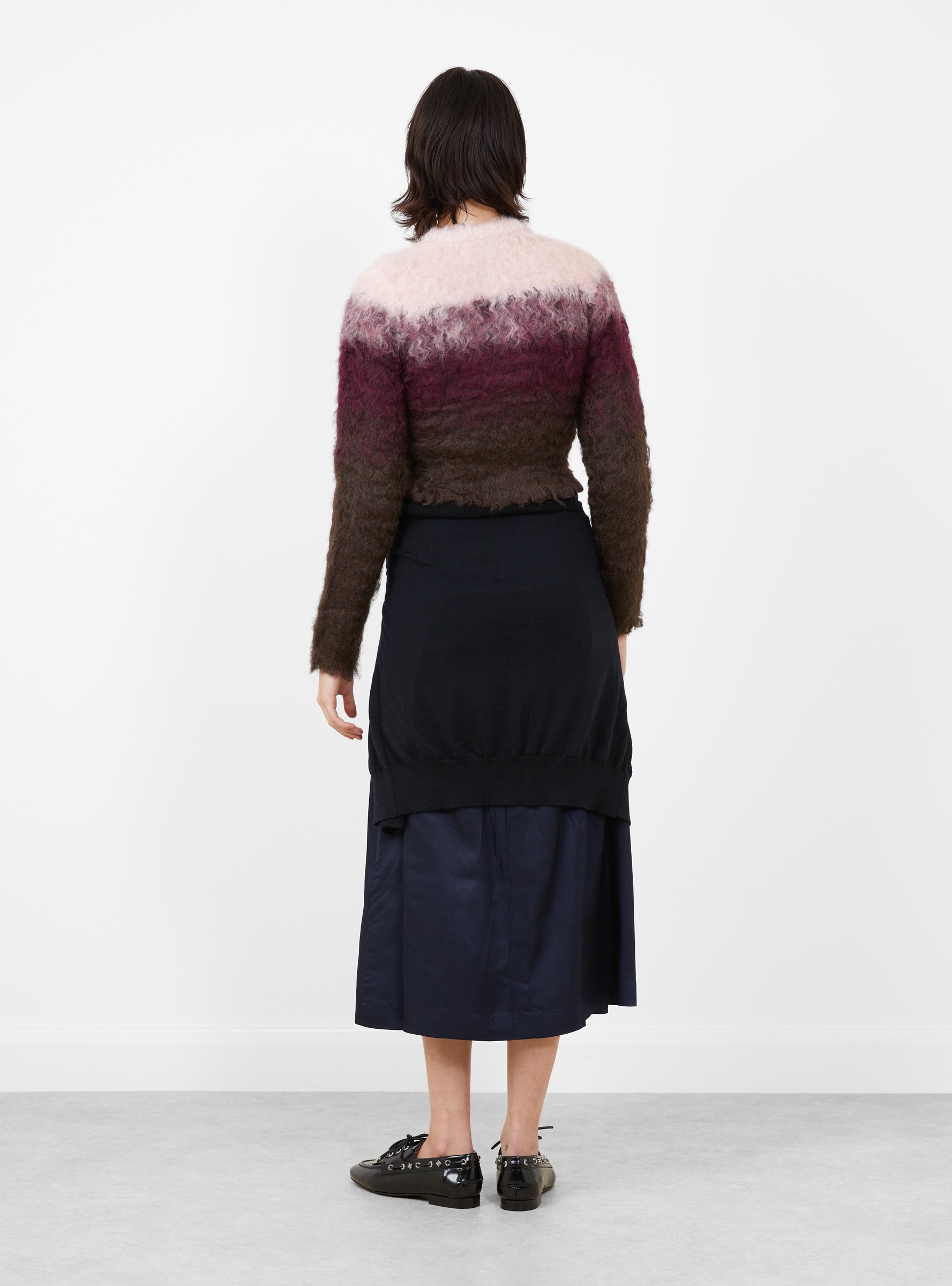 Shaggy Knit Cardigan Pink Pink TOGA (model back) at Couverture & The Garbstore