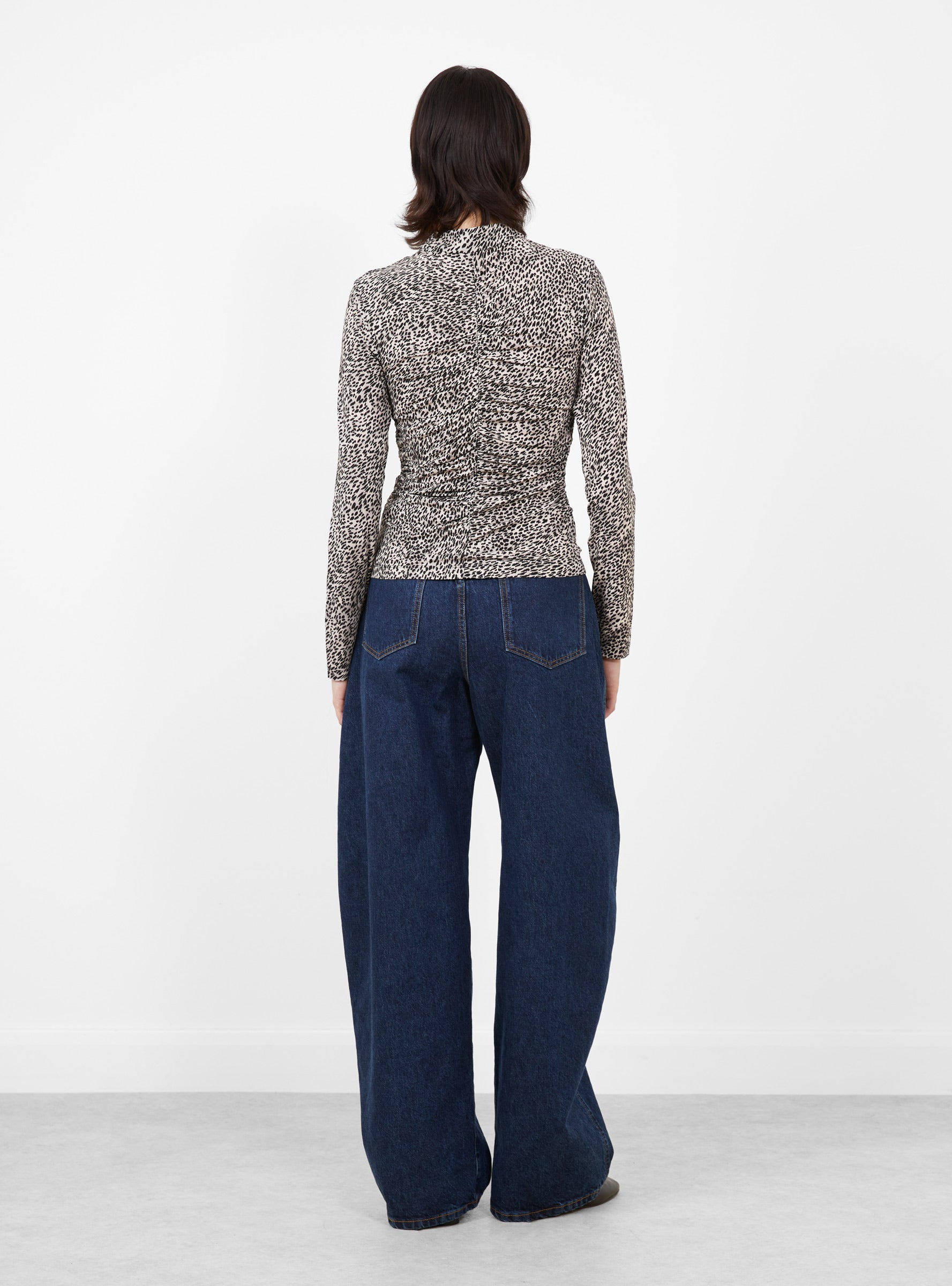 Charlize Print Long Sleeve Top Cream Cream SEA (model back) at Couverture & The Garbstore