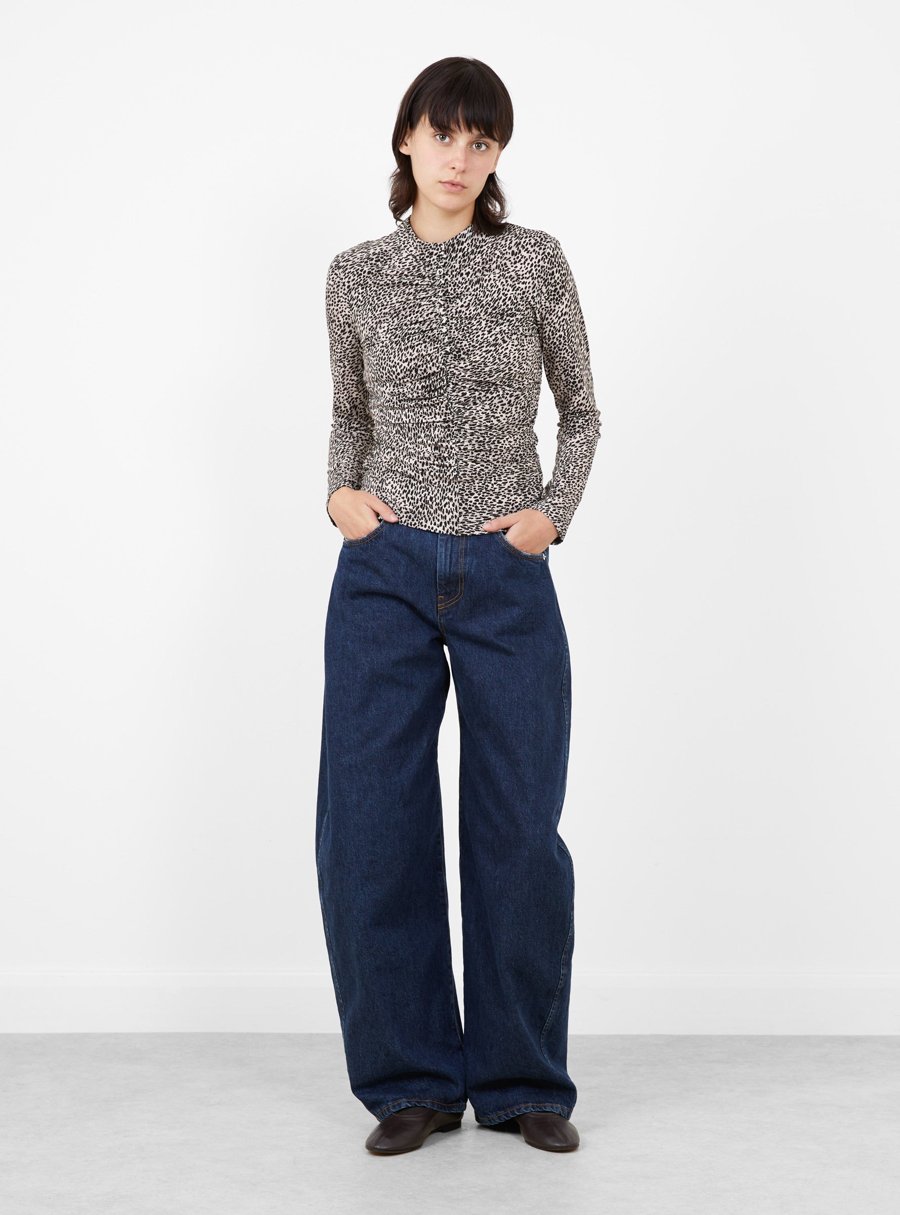 Charlize Print Long Sleeve Top Cream Cream SEA (model front) at Couverture & The Garbstore