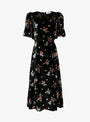Leda Velvet Puff Sleeve Midi Dress Black Black SEA (ghost) at Couverture & The Garbstore
