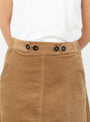 Garrett Corduroy Midi Skirt Khaki Khaki SEA (button detail) at Couverture & The Garbstore