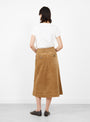 Garrett Corduroy Midi Skirt Khaki Khaki SEA (model back) at Couverture & The Garbstore