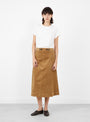 Garrett Corduroy Midi Skirt Khaki Khaki SEA (model front ) at Couverture & The Garbstore