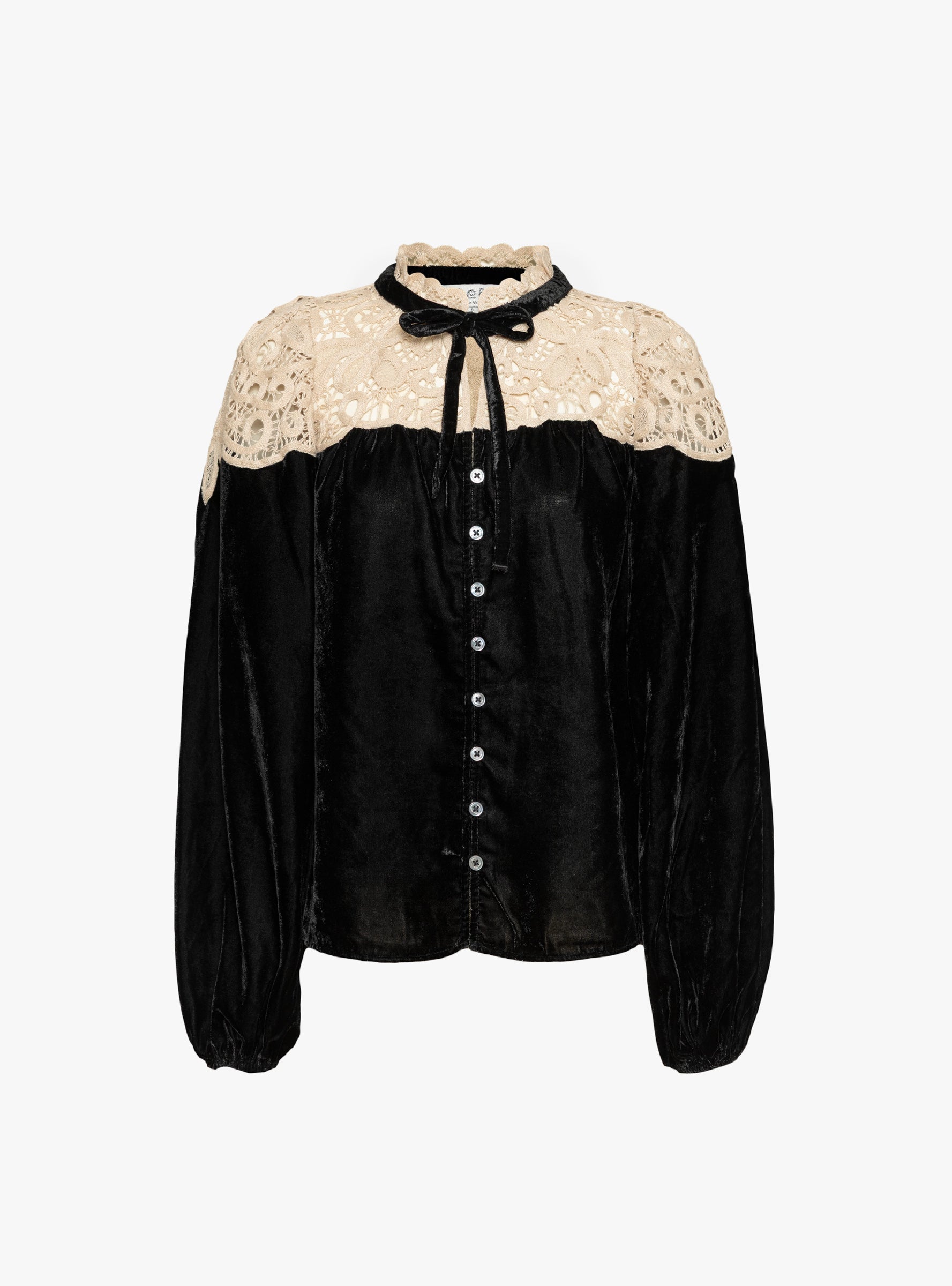 Shiloh Embroidered Long Sleeve Top Black Black SEA (ghost) at Couverture & The Garbstore