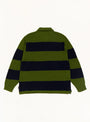 Pique Knit Stripe Rugby Shirt Olive Stussy (Back) at Couverture & The Garbstore