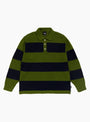 Pique Knit Stripe Rugby Shirt Olive Stussy (Front) at Couverture & The Garbstore