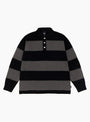 Pique Knit Stripe Rugby Shirt Black Stussy (Front) at Couverture & The Garbstore
