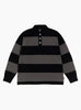 Pique Knit Stripe Rugby Shirt Black Stussy (Front) at Couverture & The Garbstore