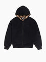 Plaid Lined Zip Hoodie Black Stussy (Front) at Couverture & The Garbstore