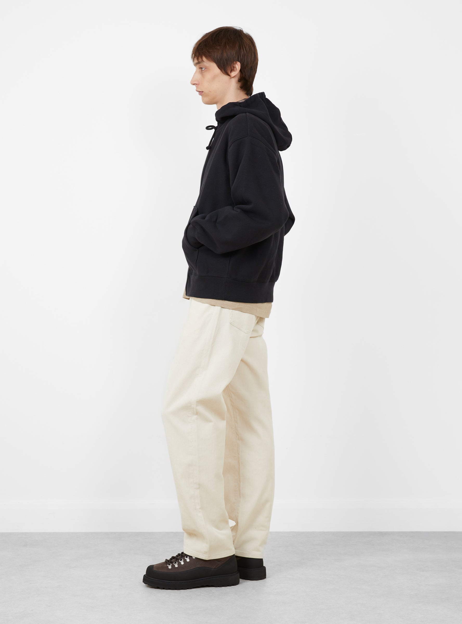 Plaid Lined Zip Hoodie Black Stussy (model side) at Couverture & The Garbstore