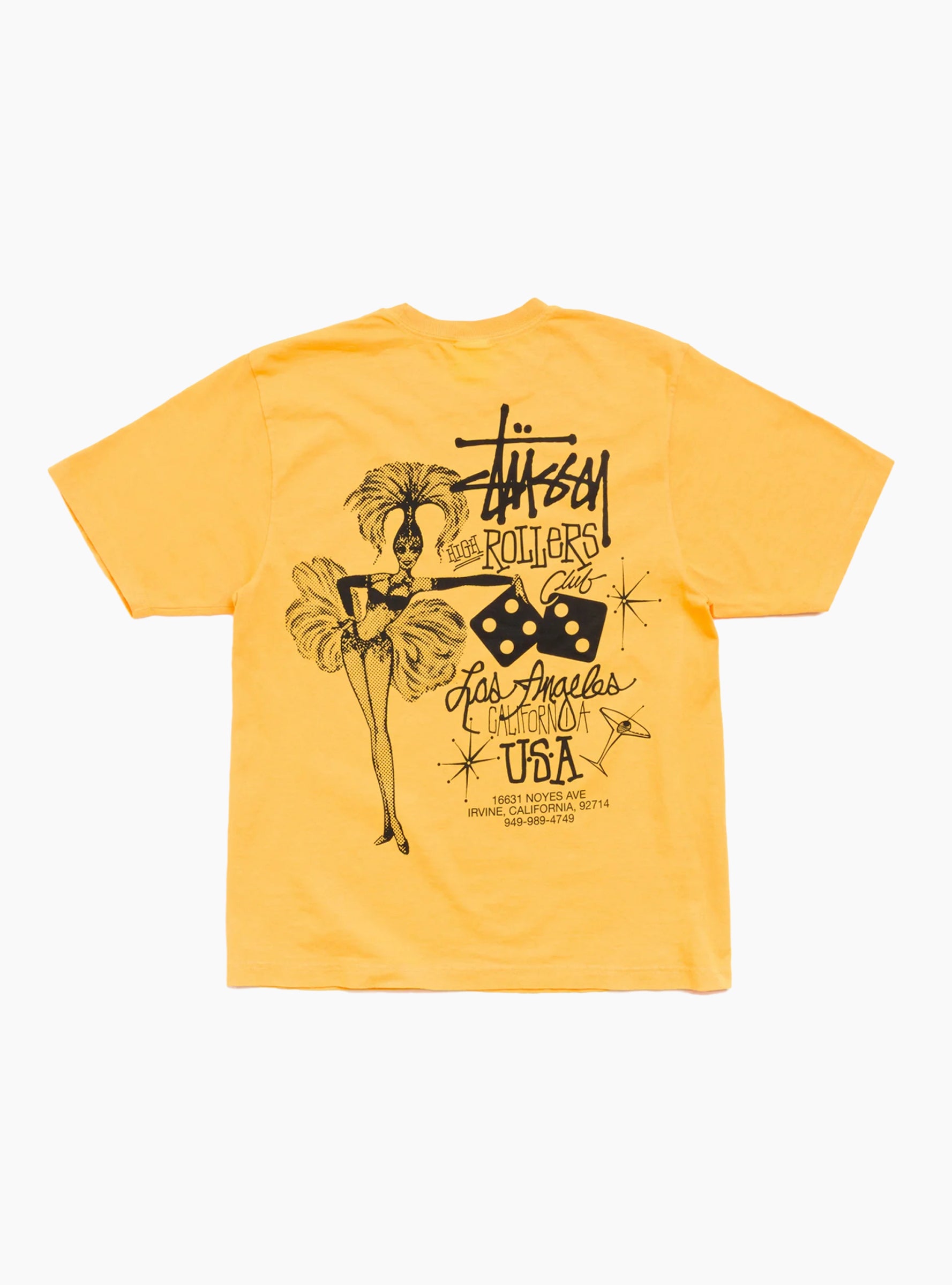 High Rollers Pigment Dyed Tee Marigold Stussy (Back) at Couverture & The Garbstore