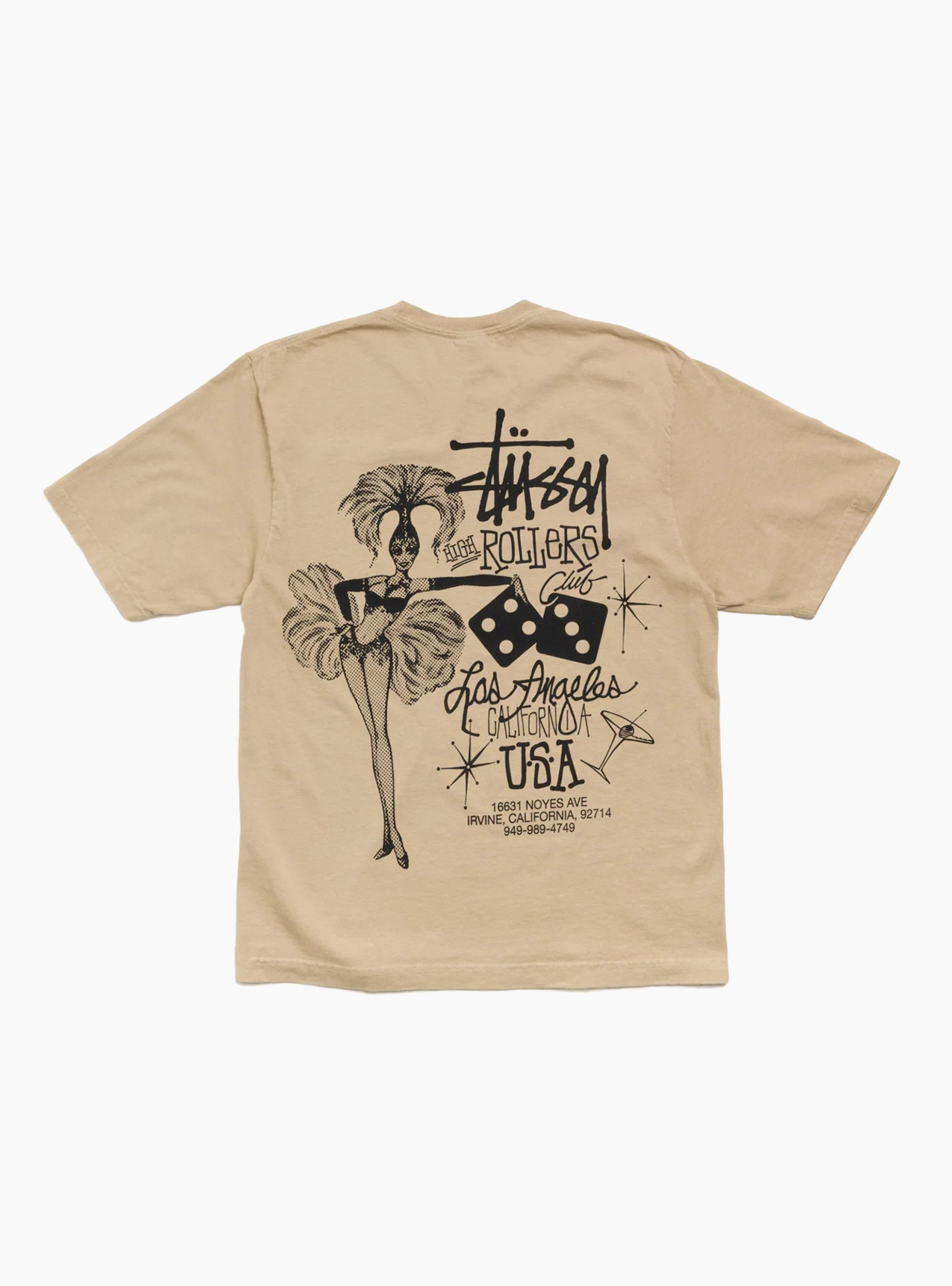 High Rollers Pigment Dyed Tee Rock Stussy (Back) at Couverture & The Garbstore