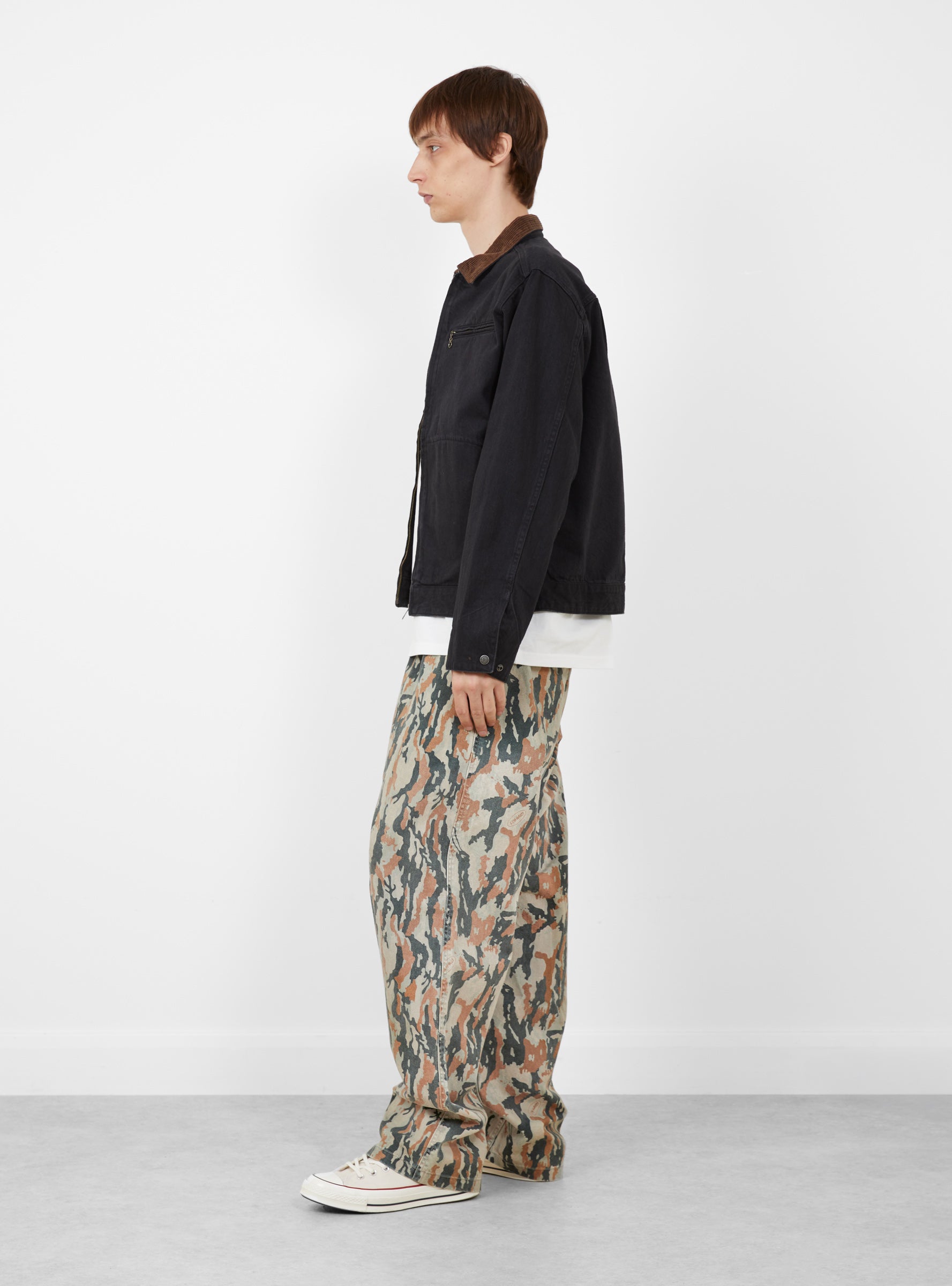 Denim Gramicci Straight Fit Pant Bark Camo Gramicci (model side) at Couverture & The Garbstore