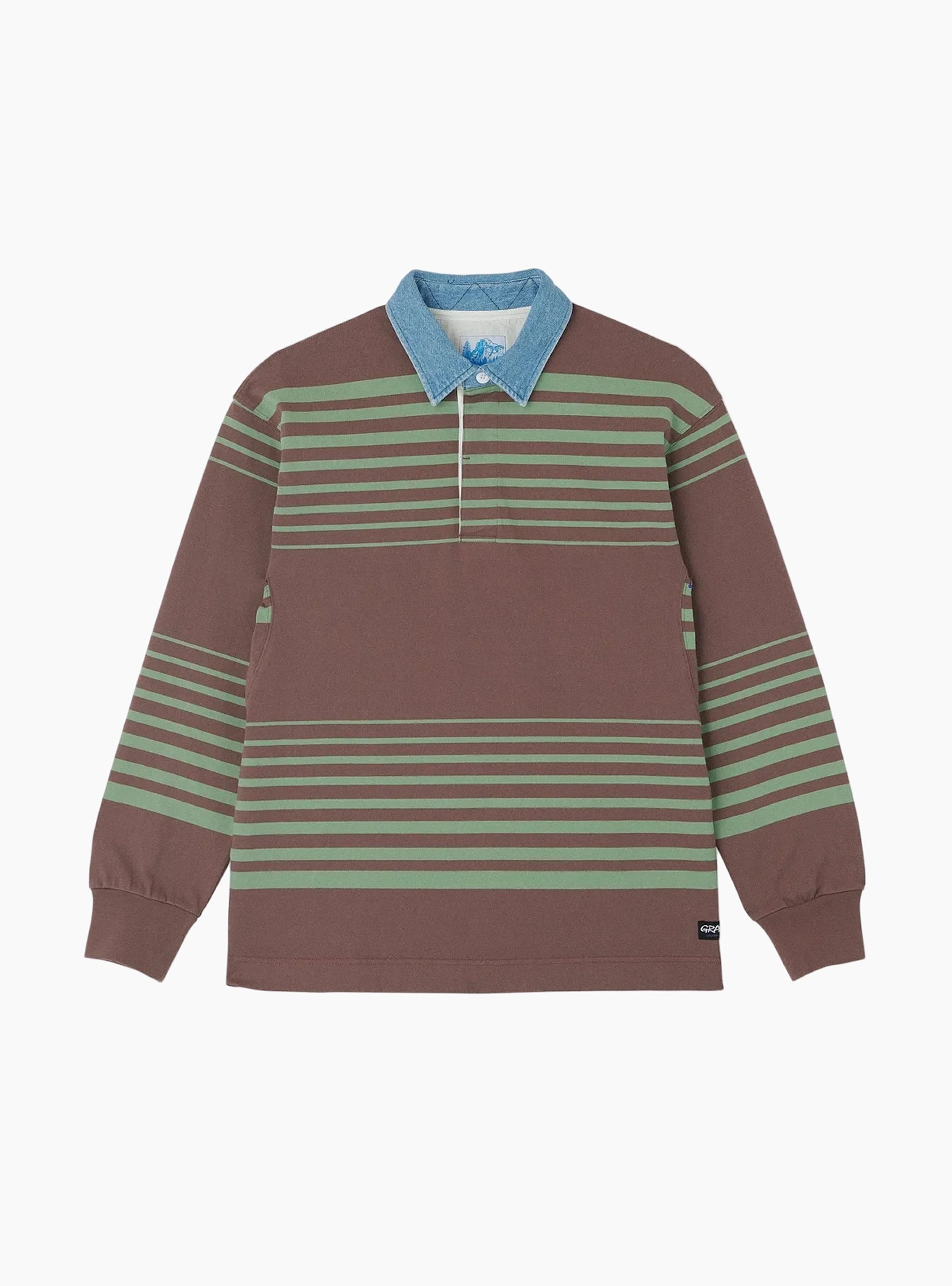 Langdon Rugby Shirt Peppercorn Gramicci (Front) at Couverture & The Garbstore