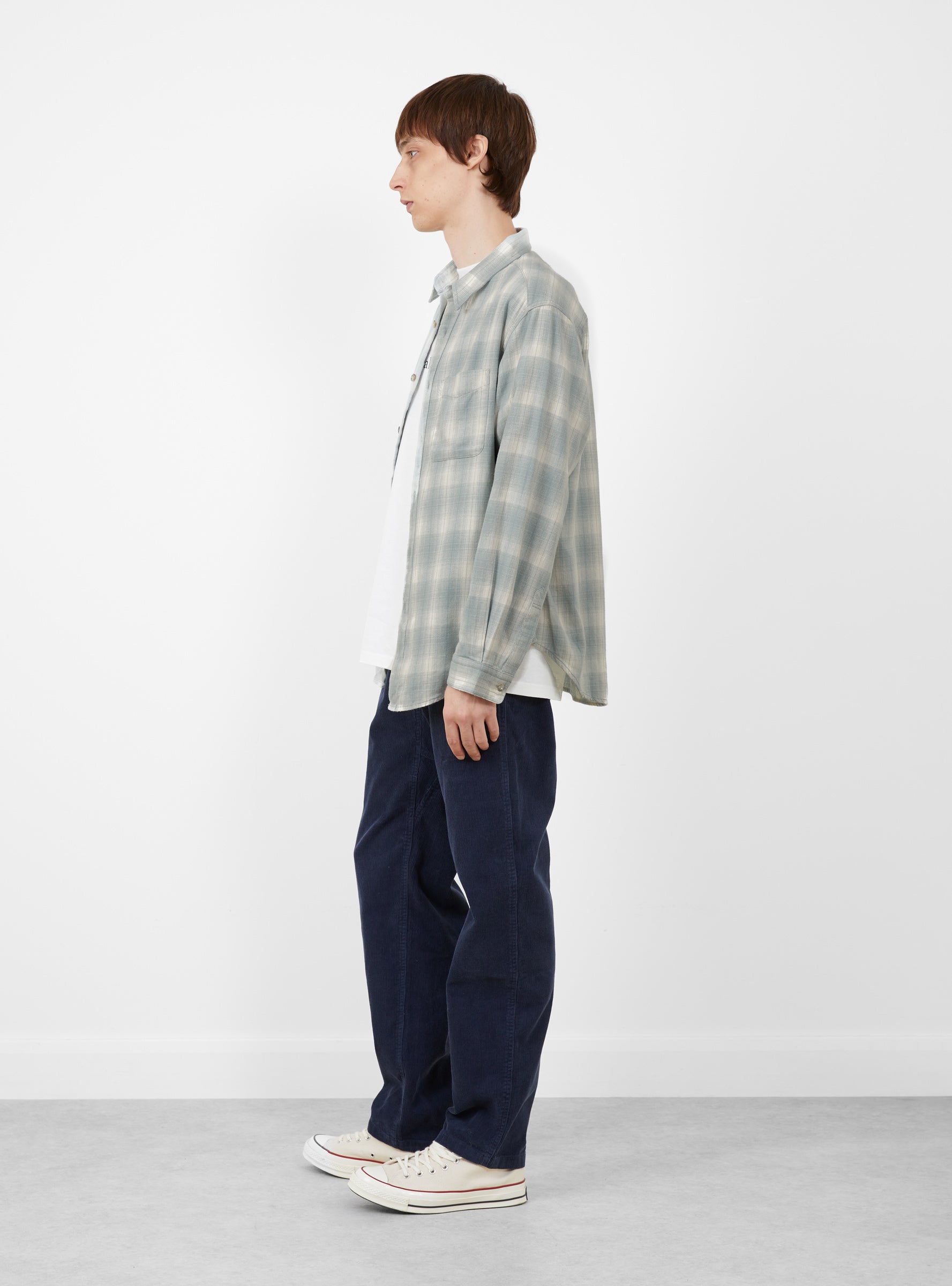 Corduroy Gramicci Pant Dark Navy Gramicci (model side) at Couverture & The Garbstore