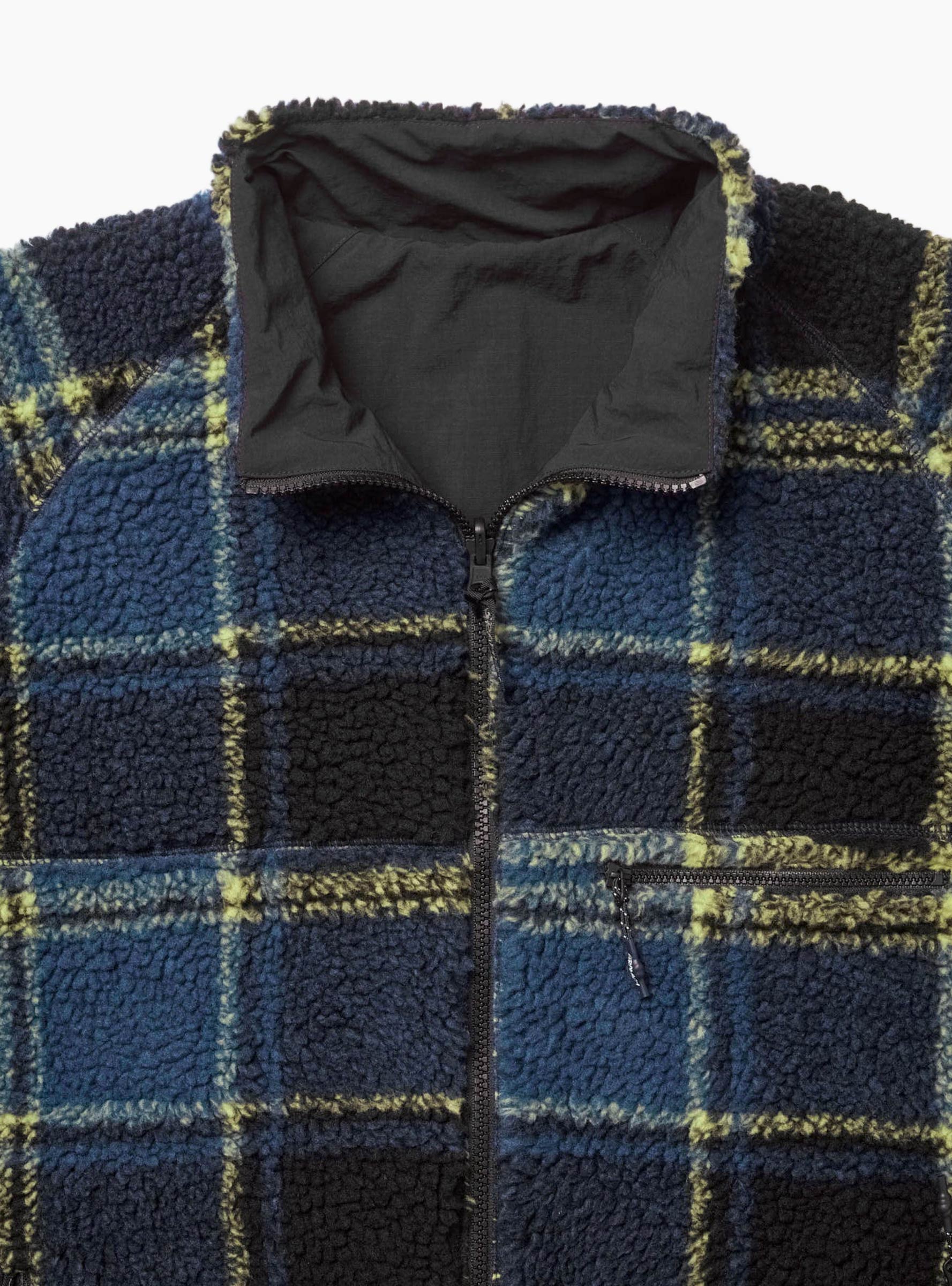 Reversible Sherpa Jacket Plaid & Black Gramicci (Collar Detail) at Couverture & The Garbstore