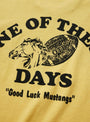 Good-Luck-Mustangs-Tee-Yellow-ONE-OF-THESE-DAYS-(detail) at Couverture & The Garbstore