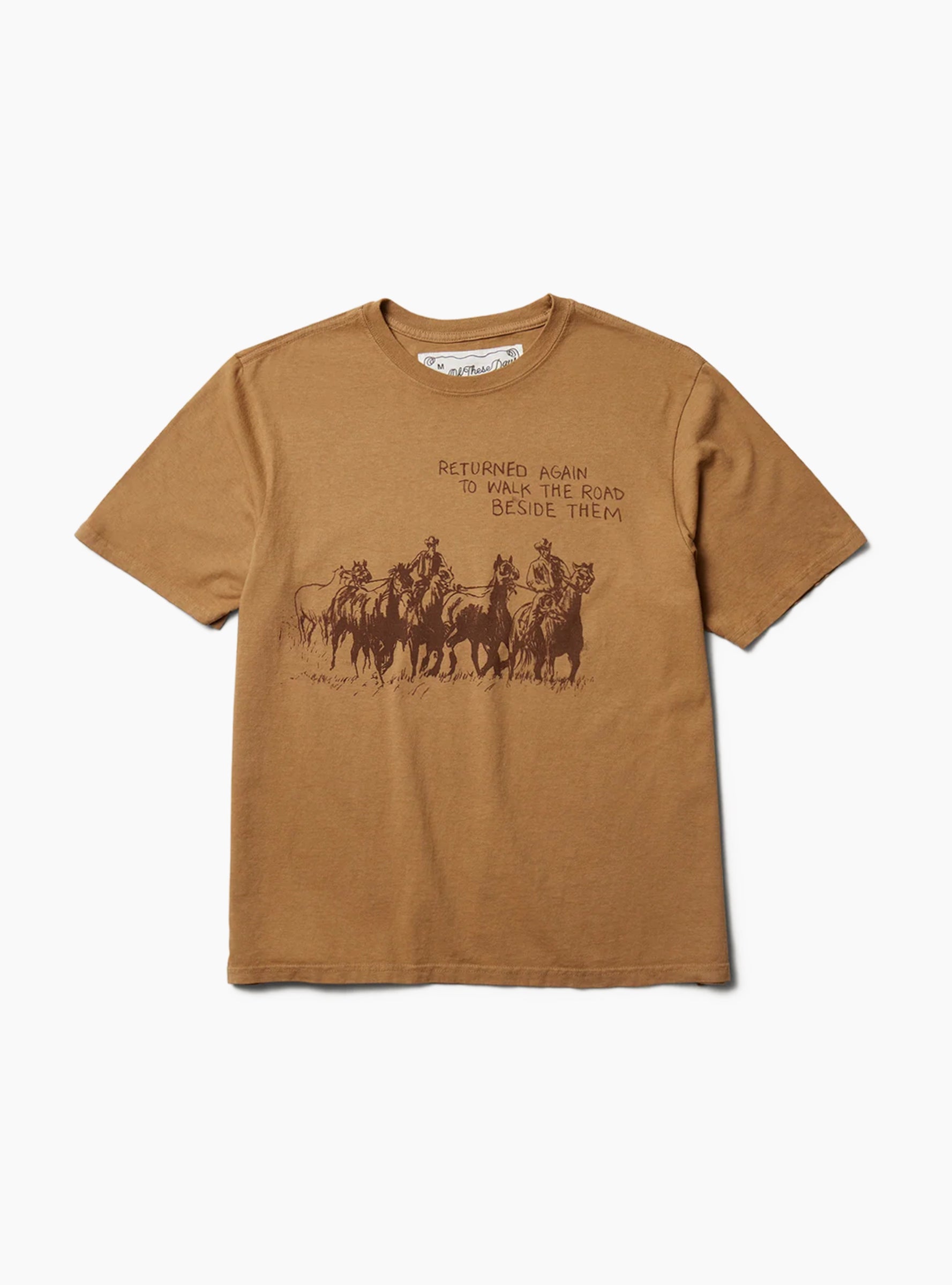Return Again Tee Light Brown ONE OF THESE DAYS (Front) at Couverture & The Garbstore