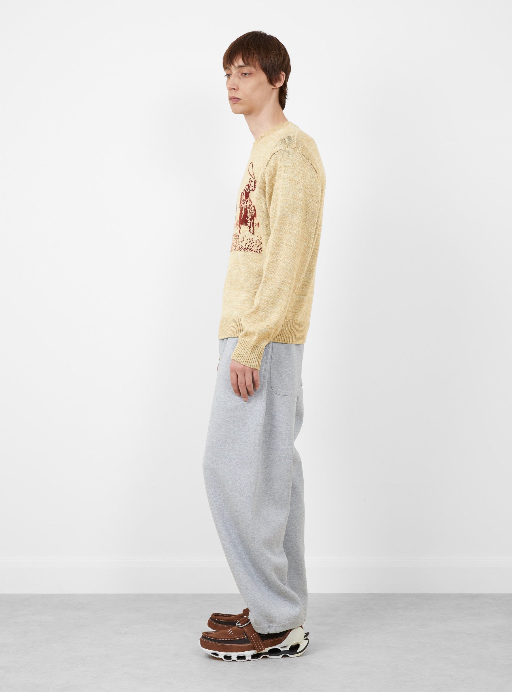 Just for a Moment Knit Sweater Oatmeal ONE OF THESE DAYS (model side) at Couverture & The Garbstore
