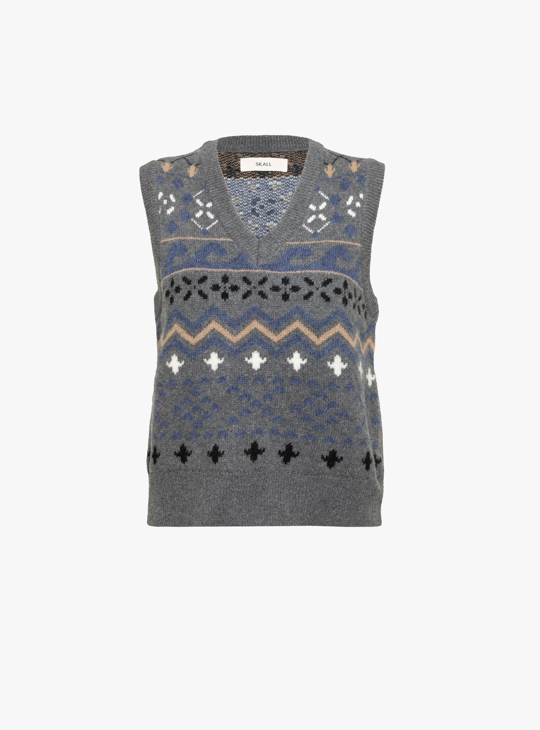Misty Vest Grey Jacquard Grey Jacquard SKALL (ghost front) at Couverture & The Garbstore