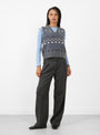 Misty_Vest_Grey_Jacquard_Grey_Jacquard_SKALL_model_front at Couverture & The Garbstore
