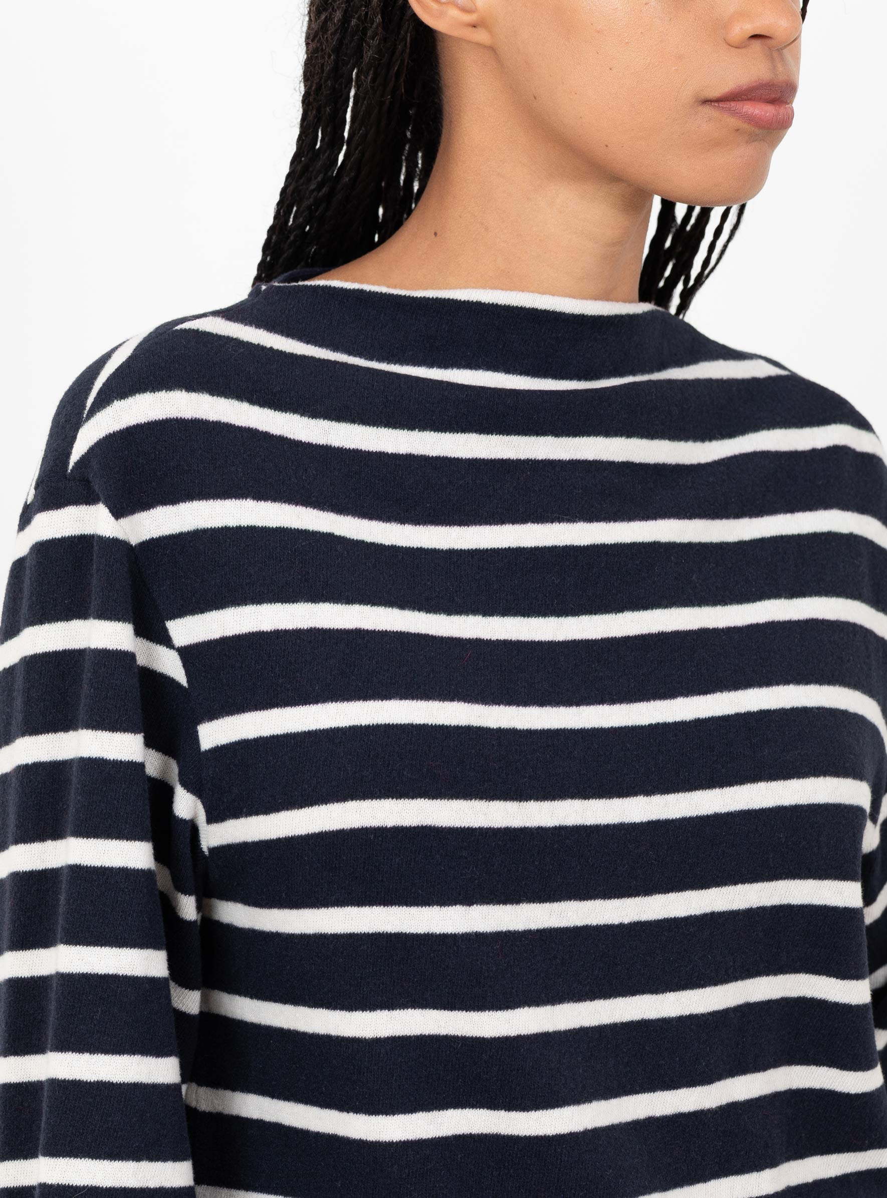 Fonsy T-Shirt Navy and Ecru Stripe Navy and Ecru Stripe BELLEROSE (fabric detail) at Couverture & The Garbstore