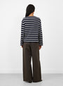Fonsy T-Shirt Navy and Ecru Stripe Navy and Ecru Stripe BELLEROSE (model back) at Couverture & The Garbstore