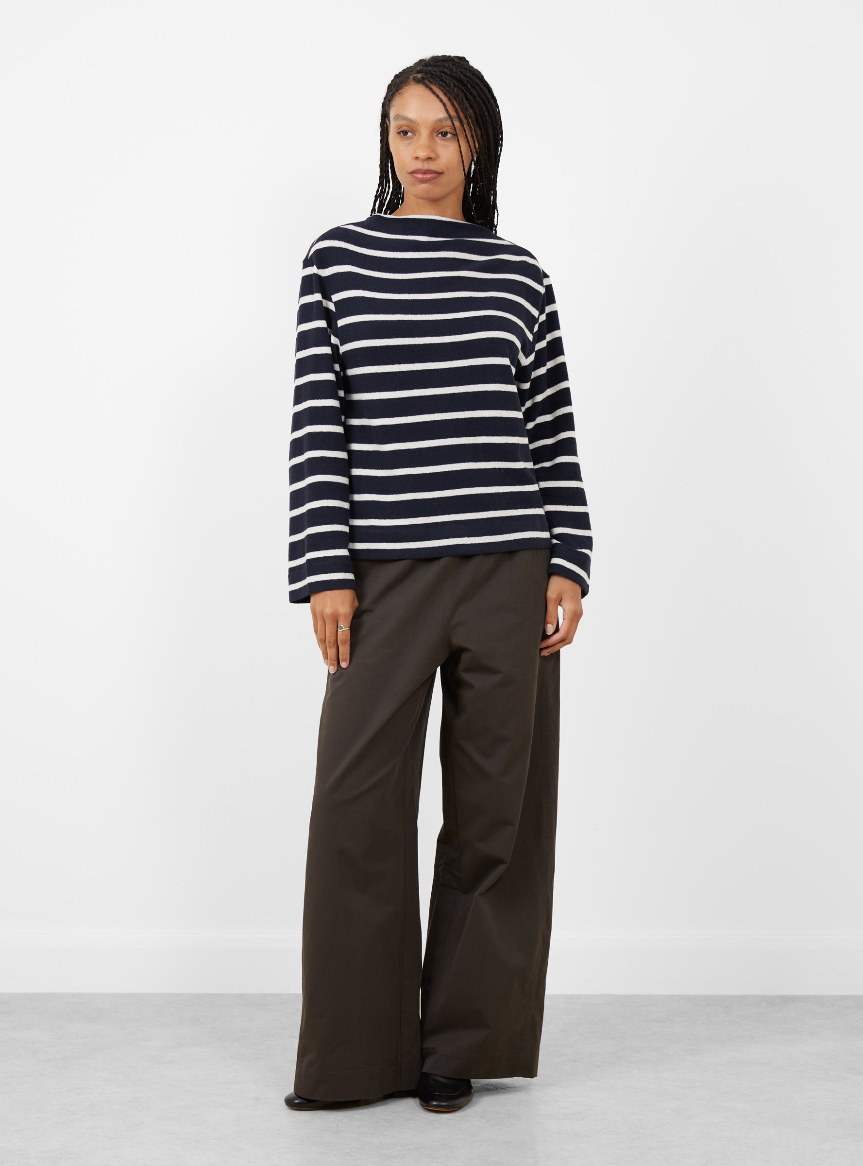 Fonsy T-Shirt Navy and Ecru Stripe Navy and Ecru Stripe BELLEROSE (model front) at Couverture & The Garbstore