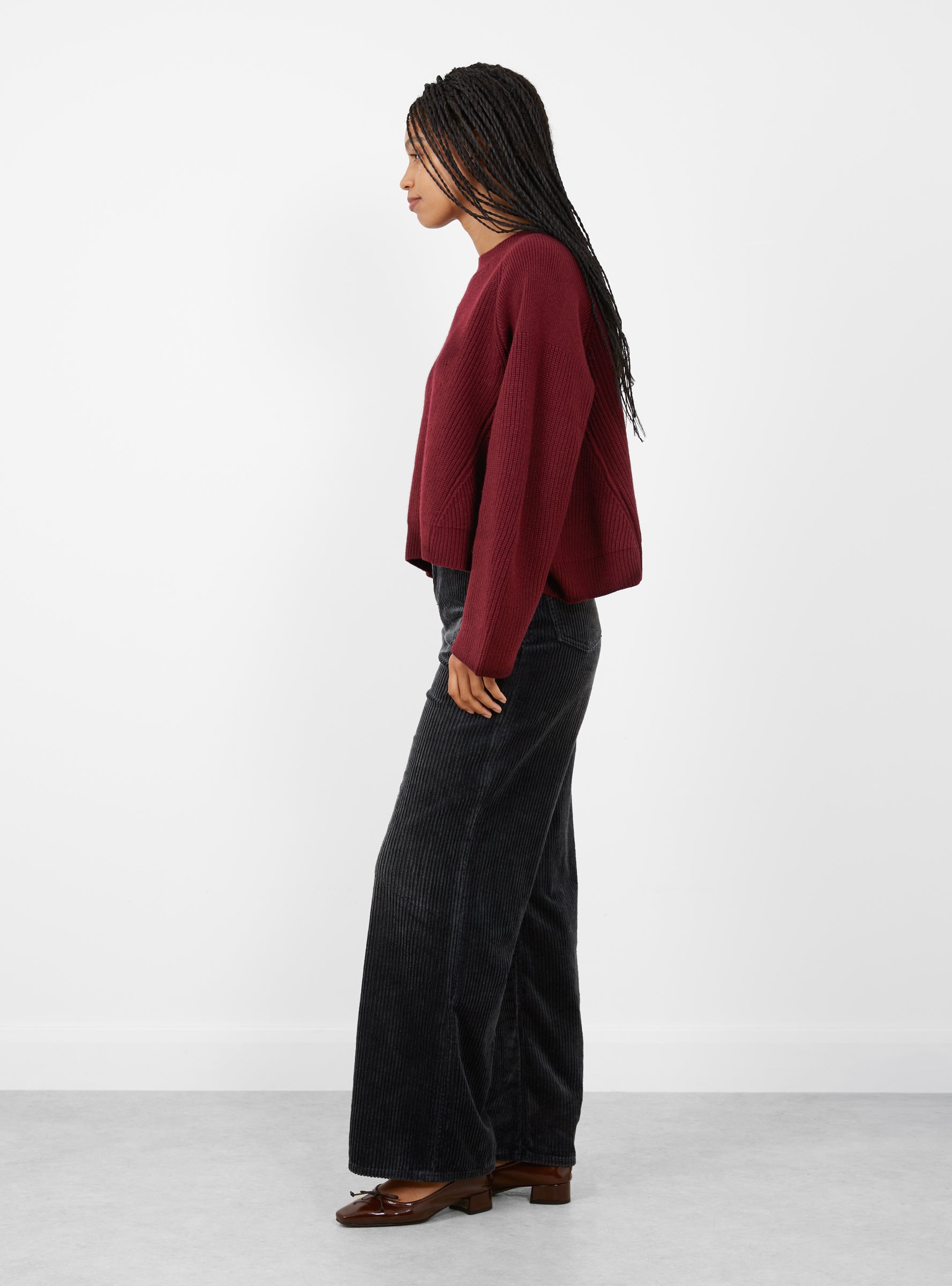 Dorou Knit Wine Wine BELLEROSE (model side) at Couverture & The Garbstore