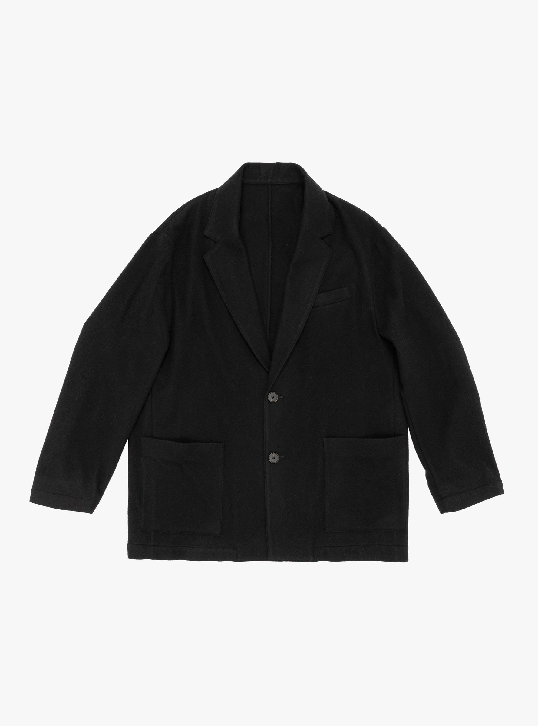 Fleece Easy Single Breasted Jacket Black SSSTEIN (front) at Couverture & The Garbstore