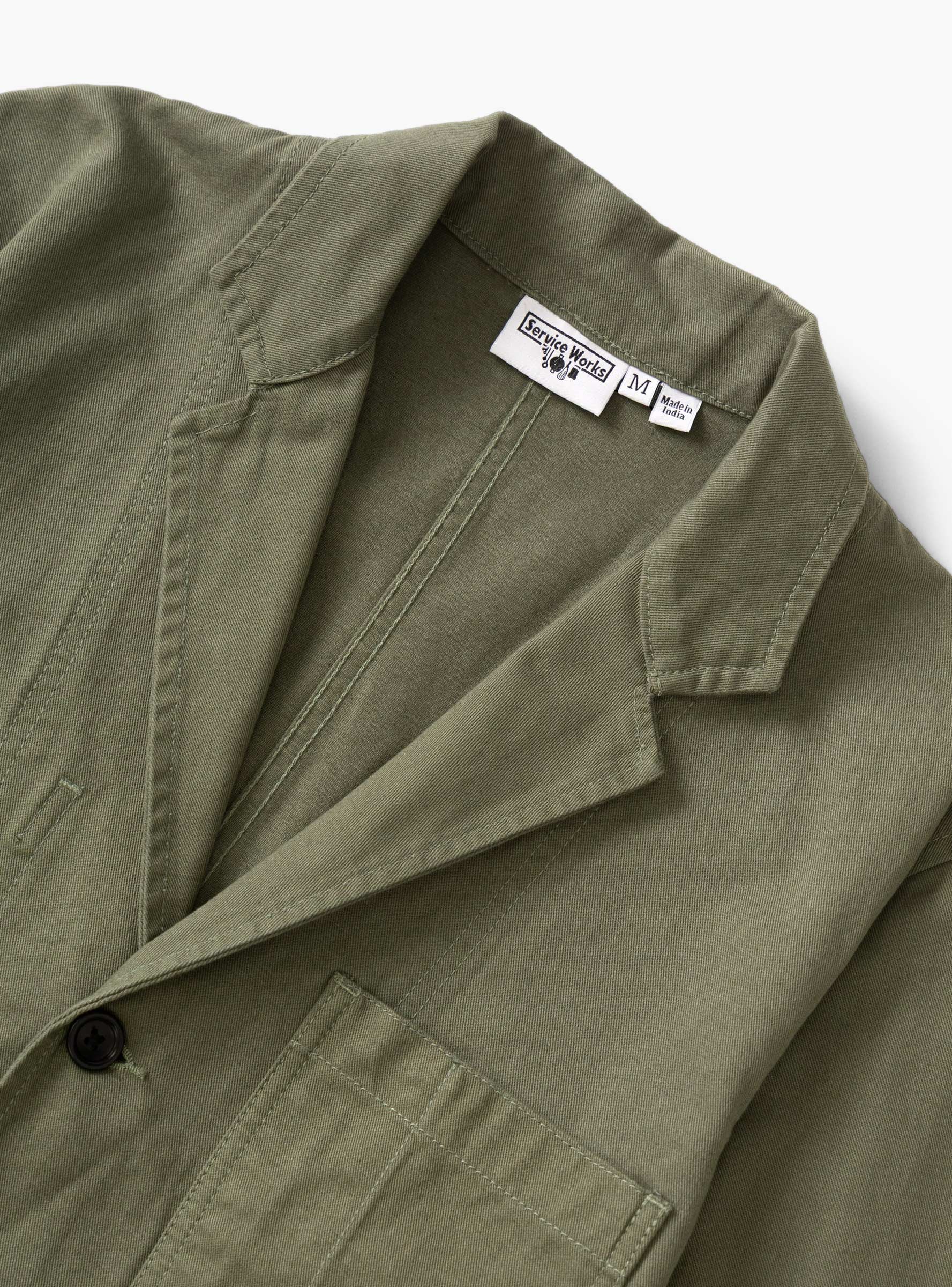 Twill Server Suit Olive Service Works (Collar detail) at Couverture & The Garbstore