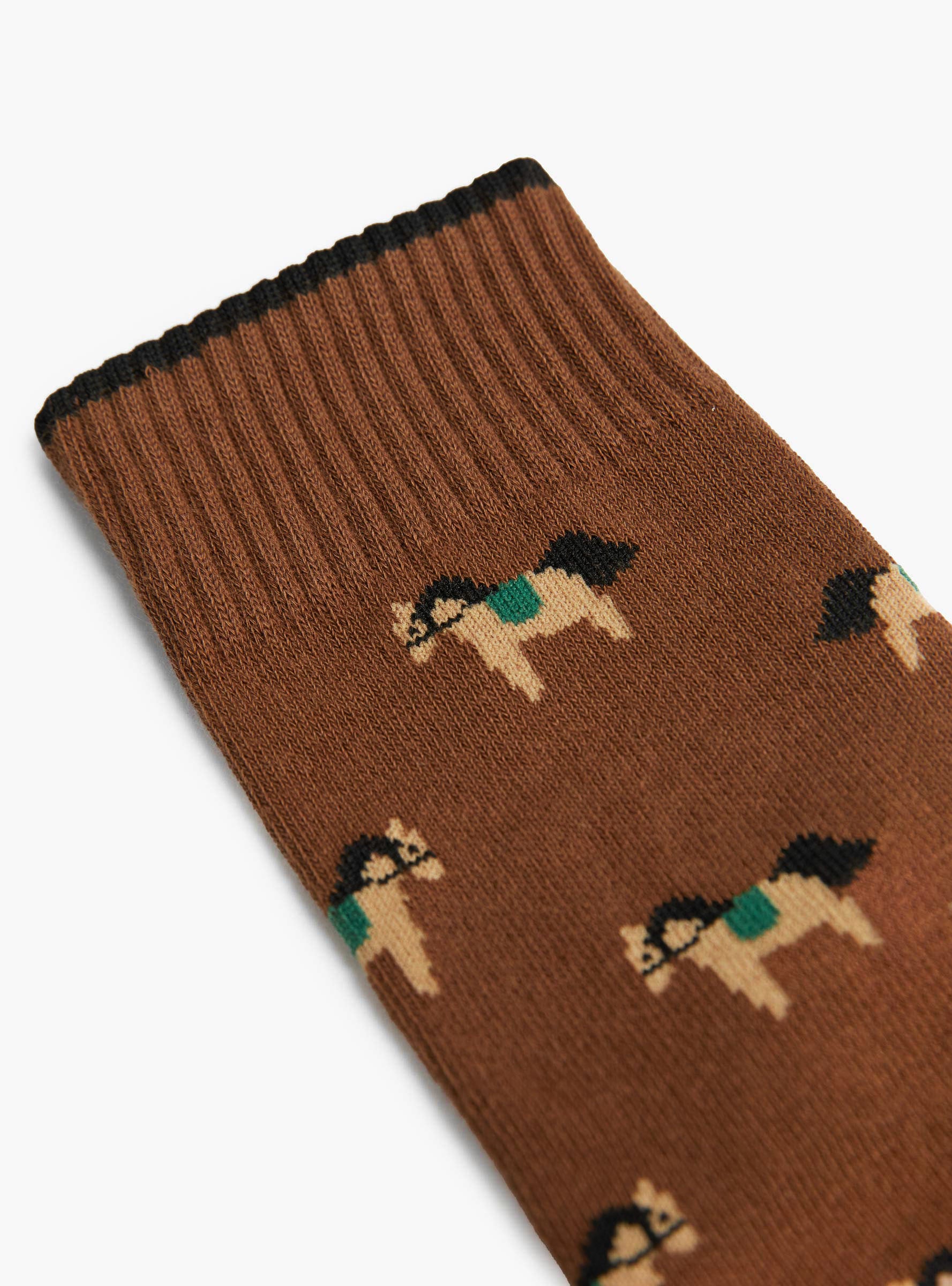 Equestrian Crew Socks Brown Brown Hansel From Basel (close up) at Couverture & The Garbstore