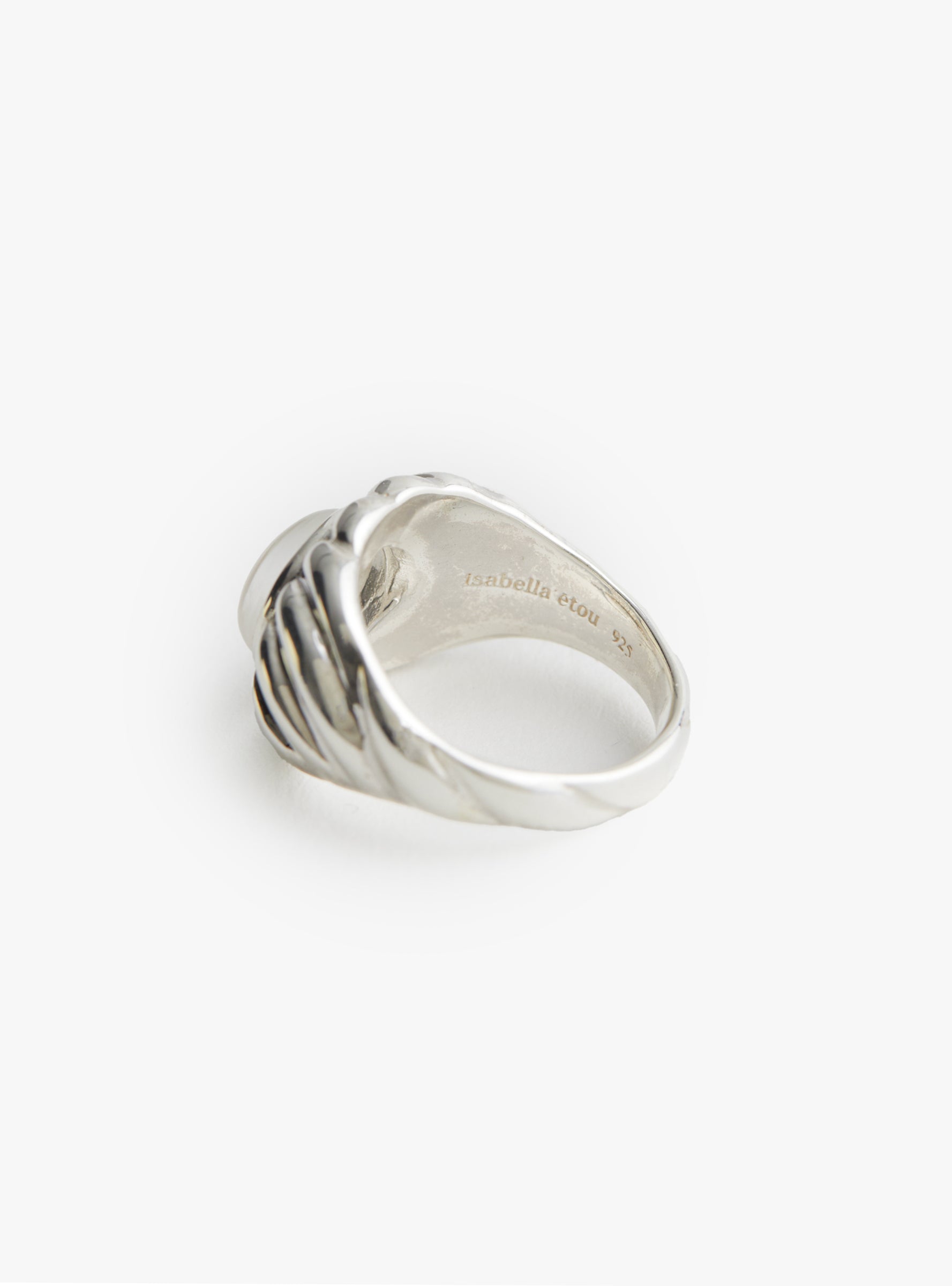 White Quartz Wave Ring Silver Silver Isabella Etou (back) at Couverture & The Garbstore