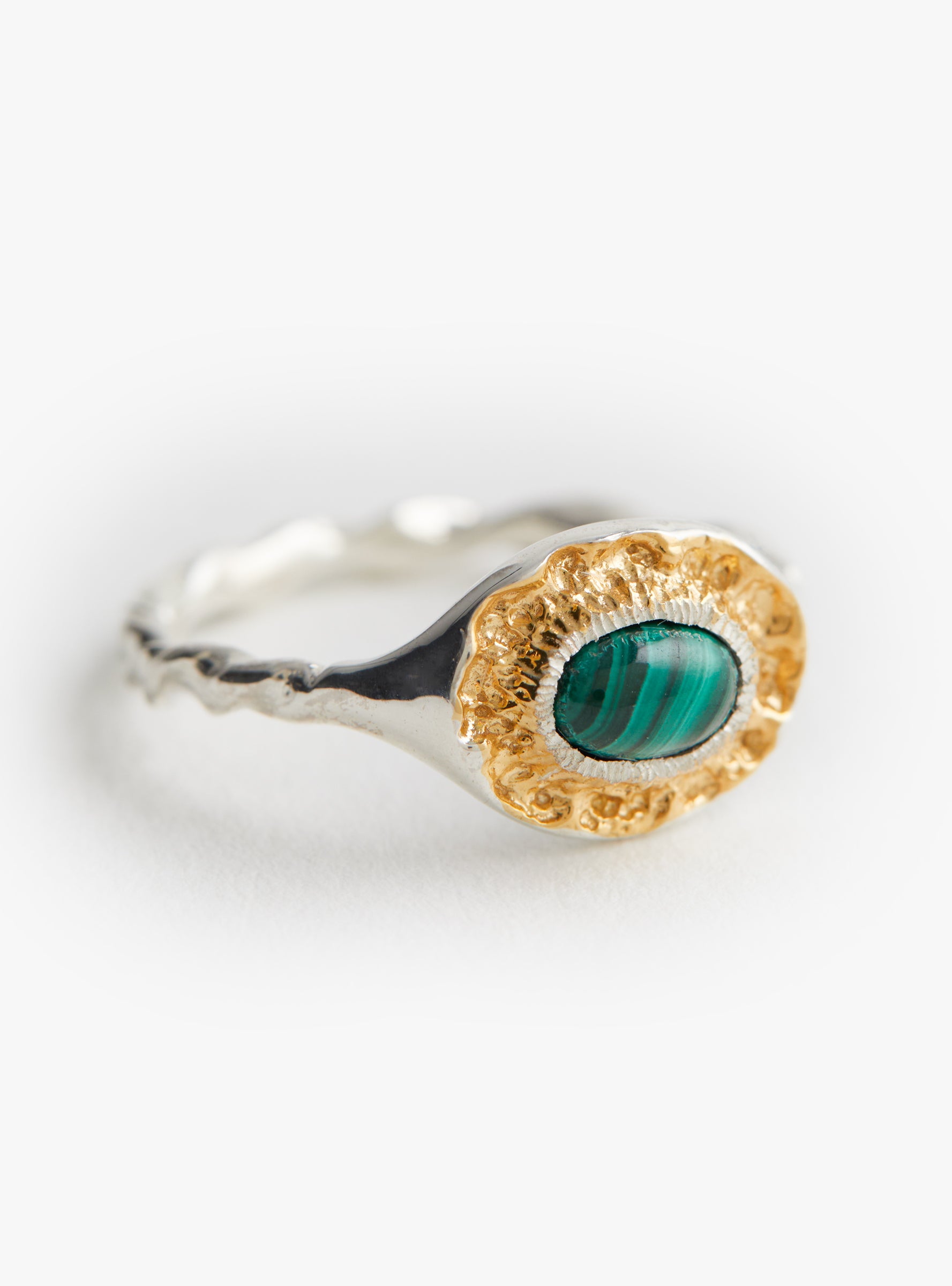 Malachite Oval Ring Malachite Isabella Etou (clsoe up) at Couverture & The Garbstore