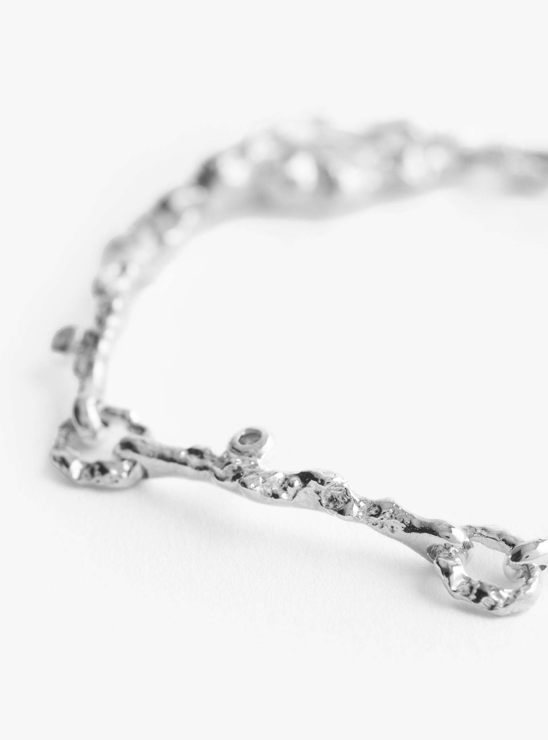 White Sapphire Leaf Bracelet Silver Silver Isabella Etou (close up) at Couverture & The Garbstore