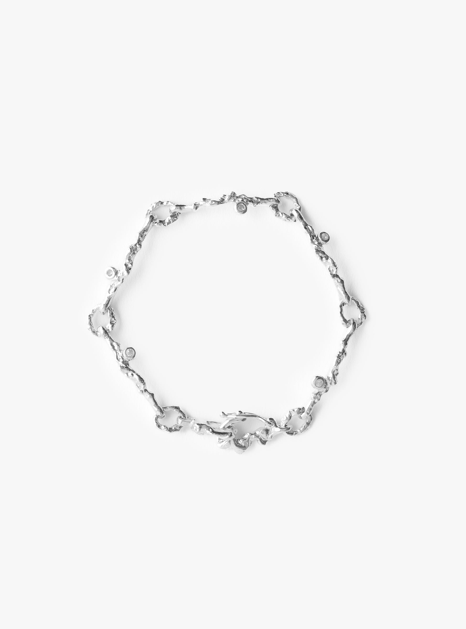 White Sapphire Leaf Bracelet Silver Silver Isabella Etou (top view) at Couverture & The Garbstore