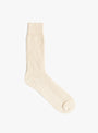 Cotton Waffle Crew Socks Raw Beige ROTOTO (top view) at Couverture & The Garbstore