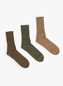 Organic-Daily-3-Pack-Crew-Socks-Khaki-Tones-ROTOTO-(group-shot) at Couverture & The Garbstore