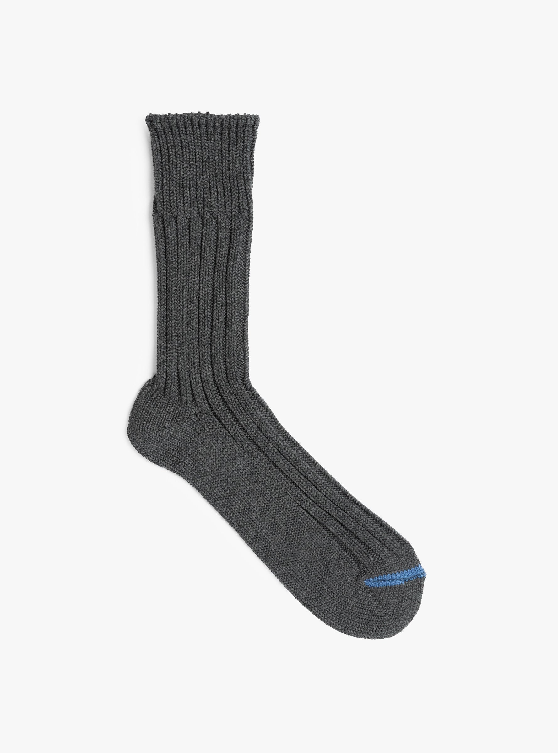 Chunky Ribbed Crew Socks Charcoal ROTOTO (top view) at Couverture & The Garbstore