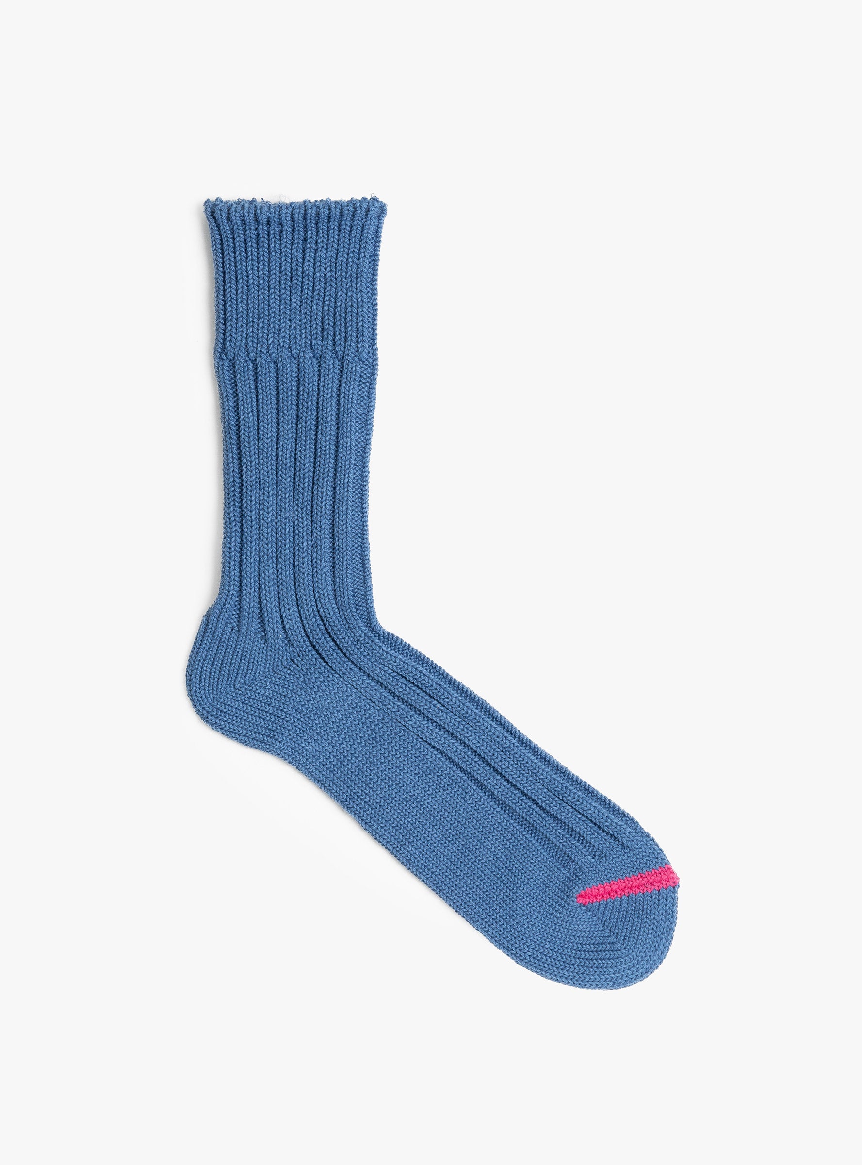 Chunky Ribbed Crew Socks Smalt Blue ROTOTO (top view) at Couverture & The Garbstore