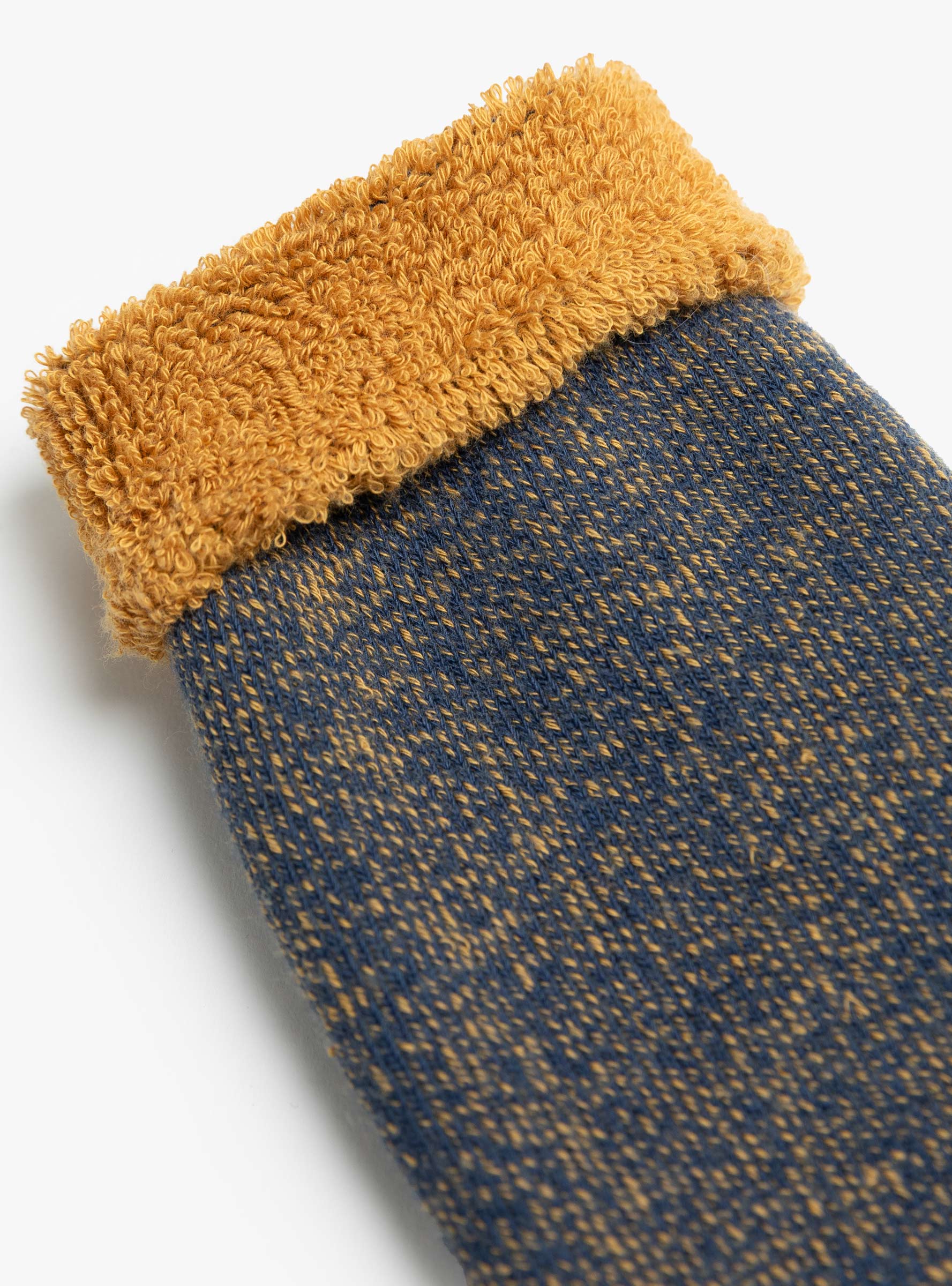 Reversible Pile Socks Navy Blue and Gold ROTOTO (fabric detail) at Couverture & The Garbstore