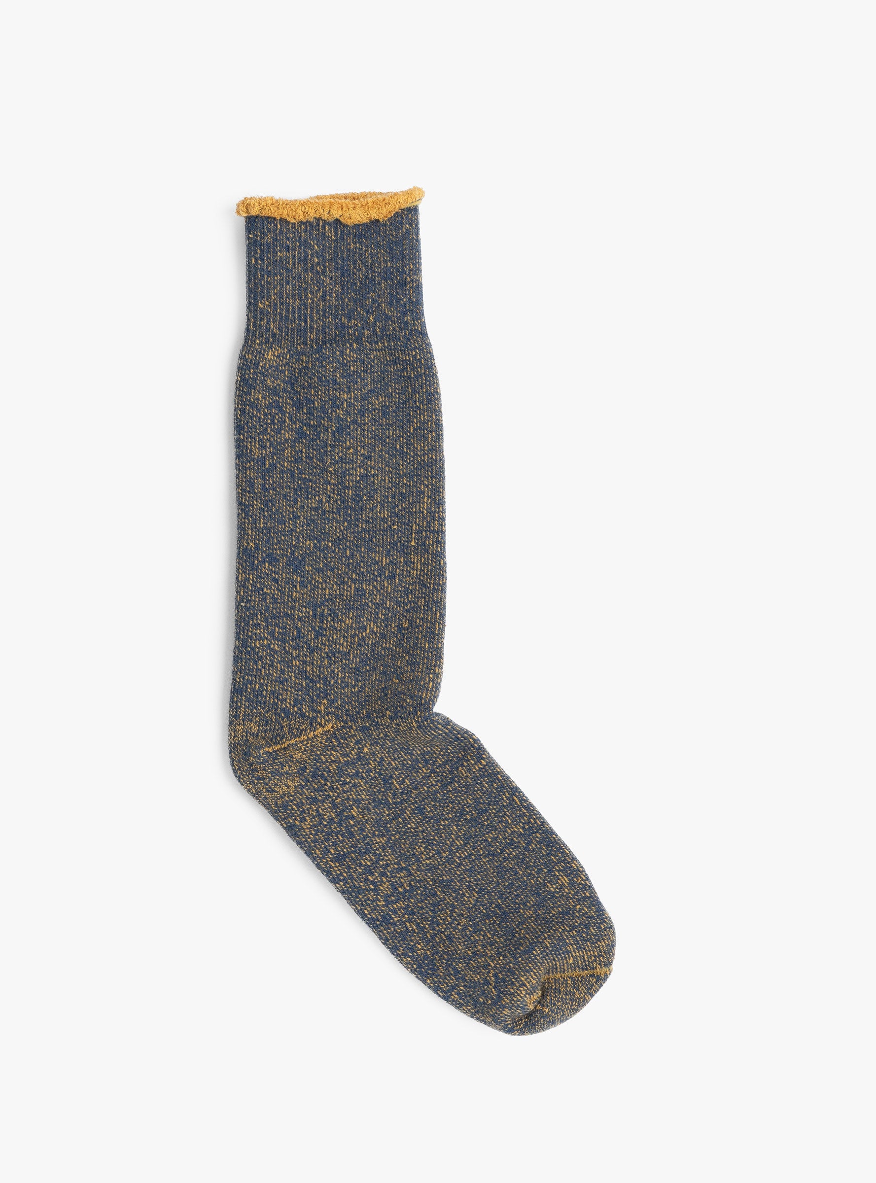 Reversible Pile Socks Navy Blue and Gold ROTOTO (top view) at Couverture & The Garbstore