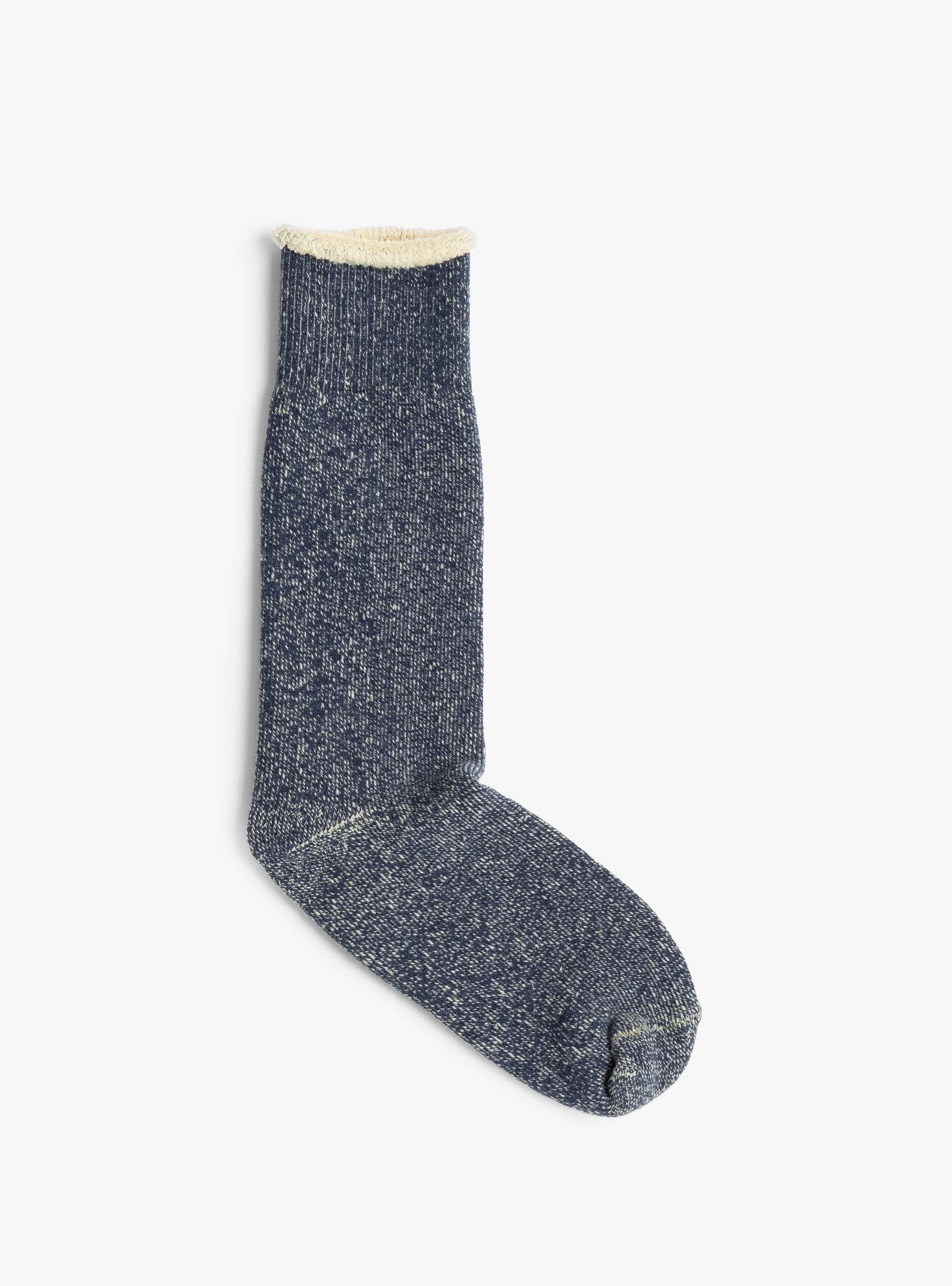 Reversible Pile Socks Navy and Cream ROTOTO (top view) at Couverture & The Garbstore